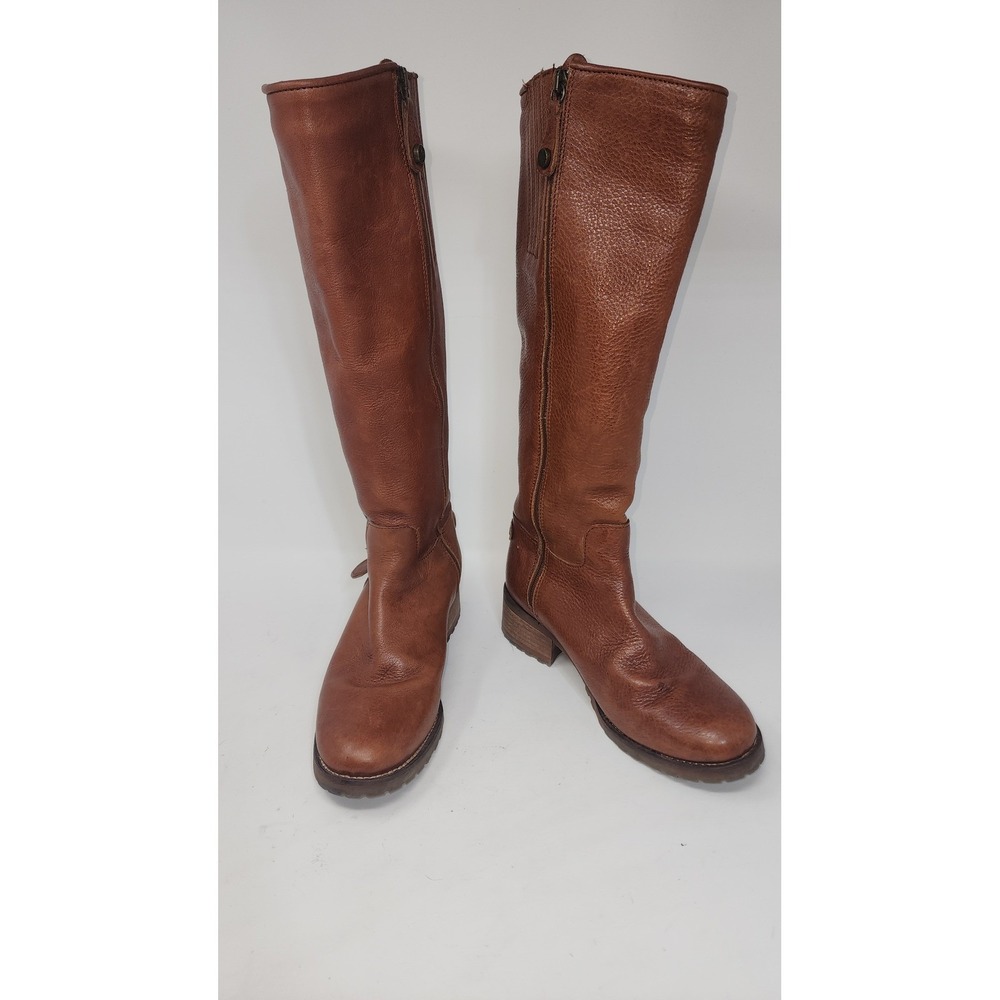 Fabianelli Riding Boots Women 6.5 Tan Brown Leather Braided Buckle Tall E184